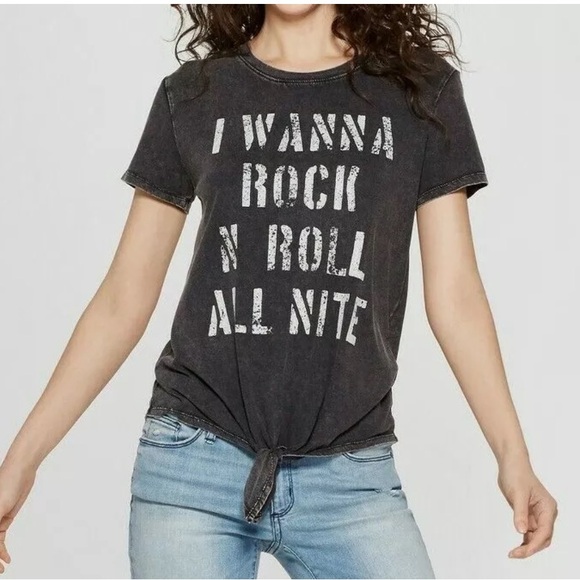 Lyric Culture Red Label I Want to Rock and Roll All Nite Black Graphic T-Shirt M - Picture 1 of 6